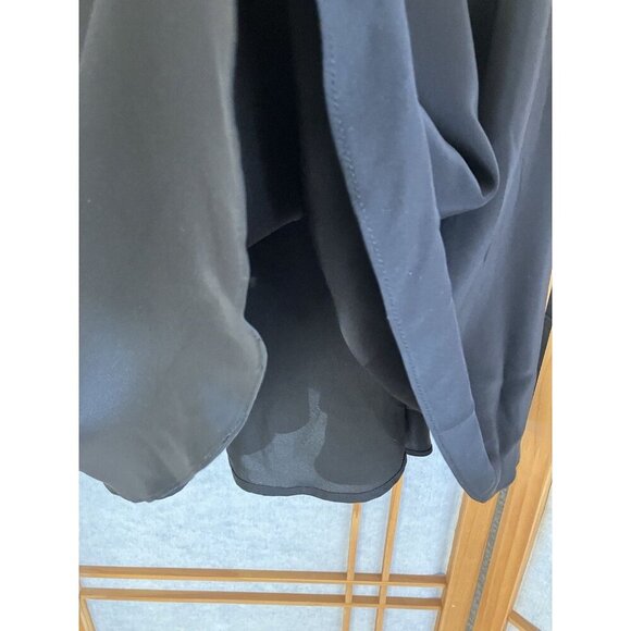 Amanda Uprichard Black Silk Mini Cocktail Dress Short Sleeve Ruffle Front, Small - Picture 6 of 10